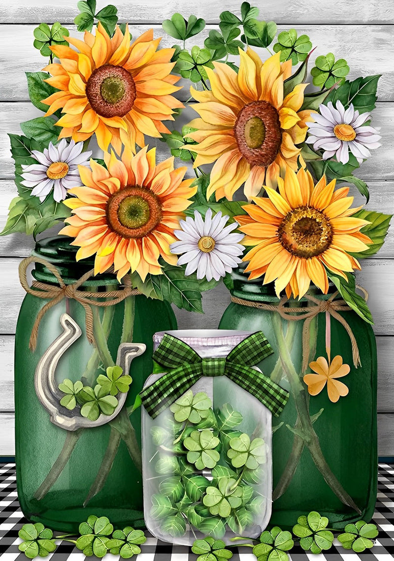 Tournesols et les Trèfles à Quatre Feuilles Broderie Diamant