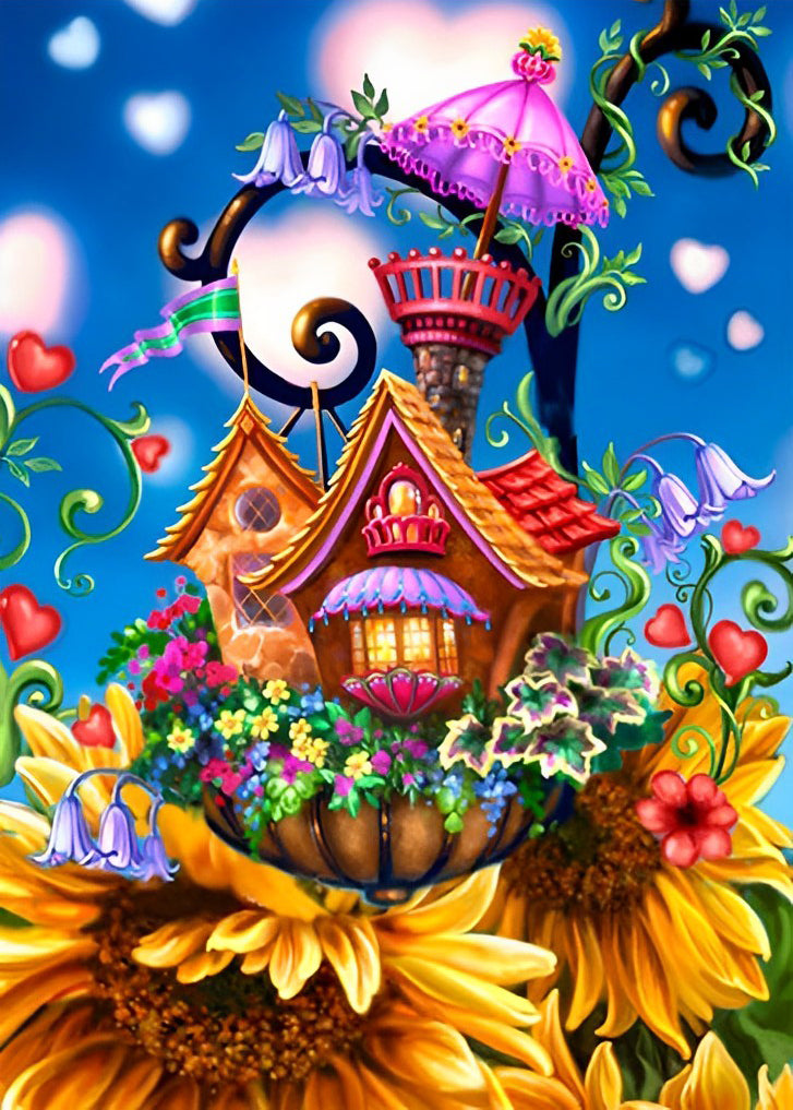 Tournesols et Maison Broderie Diamant