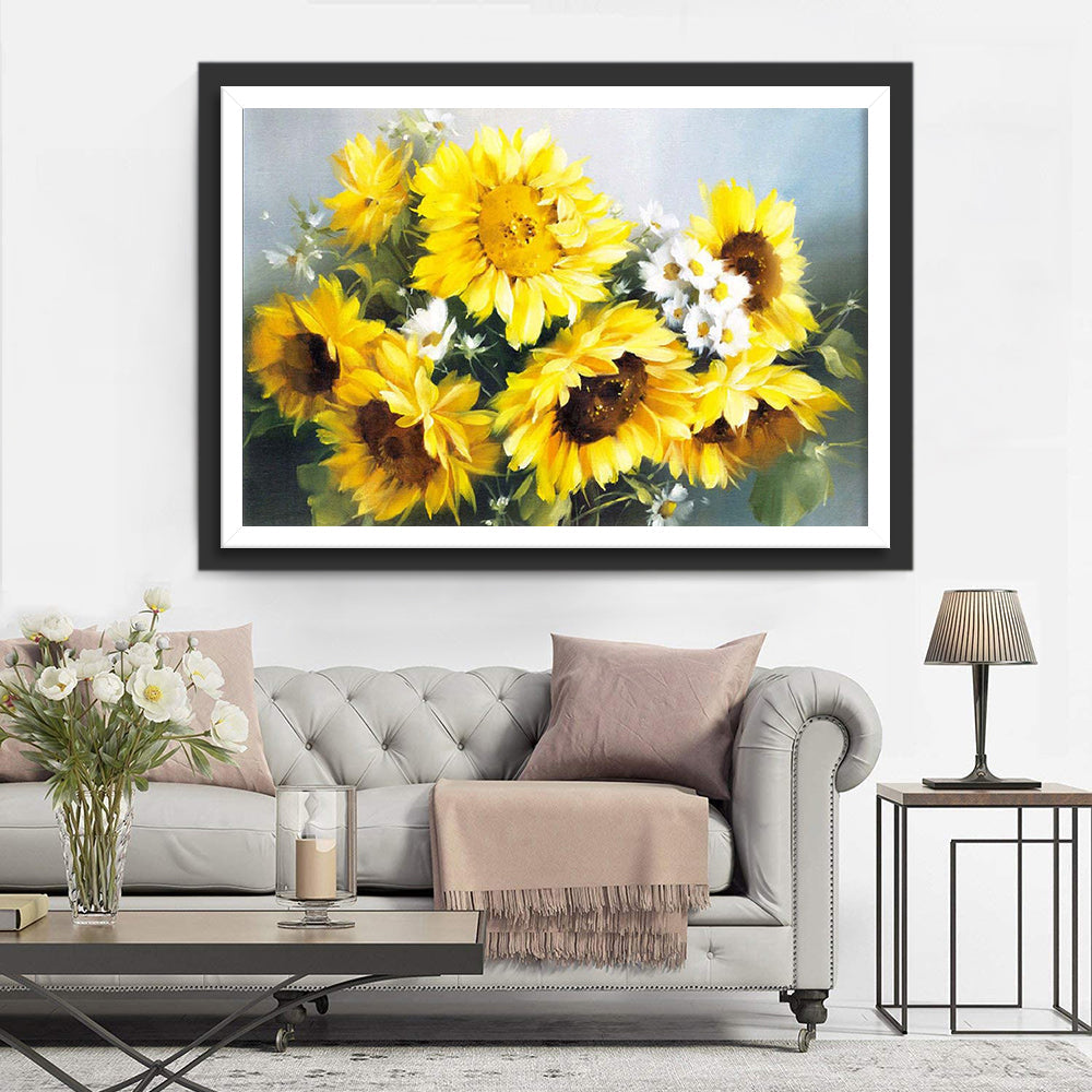 Tournesols et Marguerites Broderie Diamant