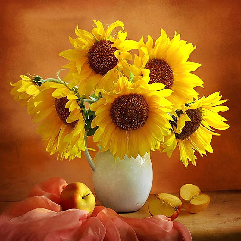 Tournesols et Pommes Broderie Diamant
