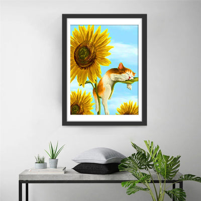 Tournesols et Un Chaton Broderie Diamant