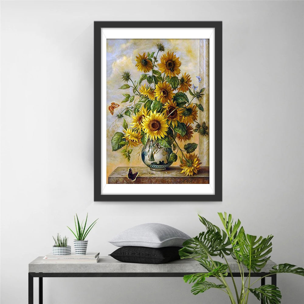 Tournesols et Vase Magnifiques Broderie Diamant