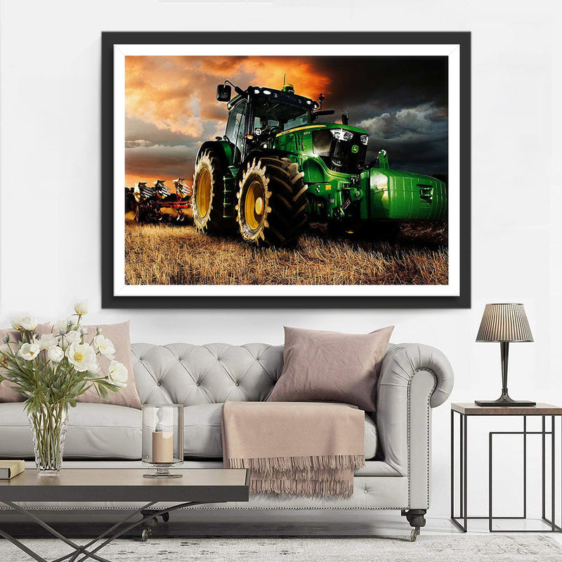 Tracteur Vert Broderie Diamant