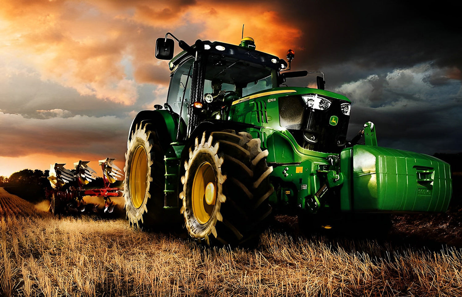 Tracteur Vert Broderie Diamant