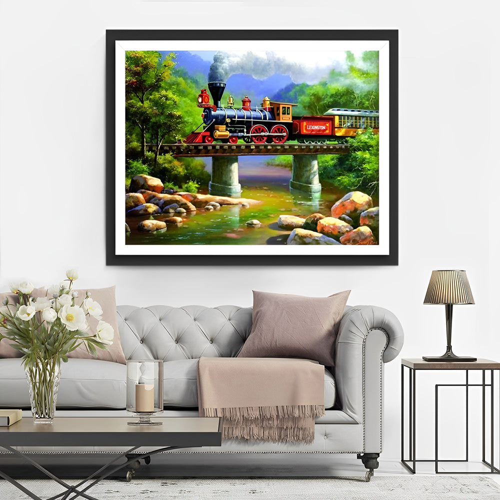 Train Ancien Broderie Diamant