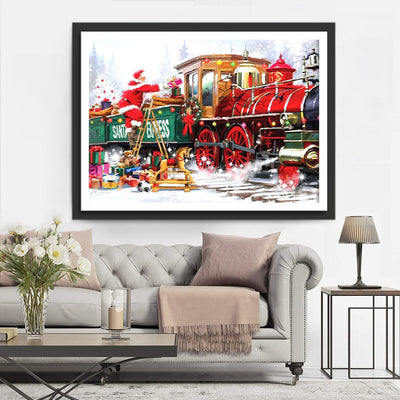 Train de Livraison de Cadeaux Broderie Diamant