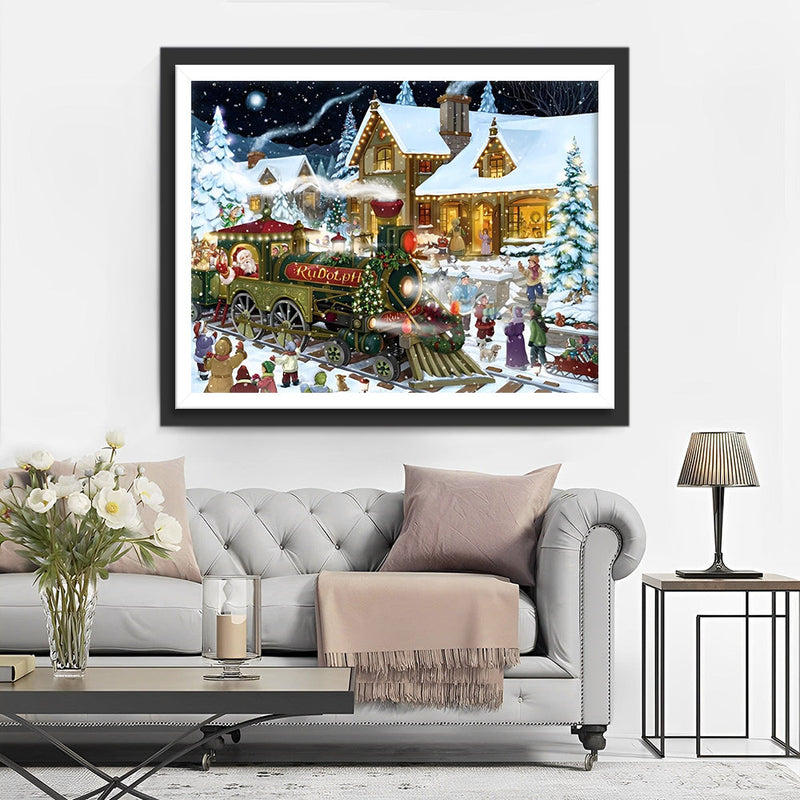 Train de Noël Broderie Diamant