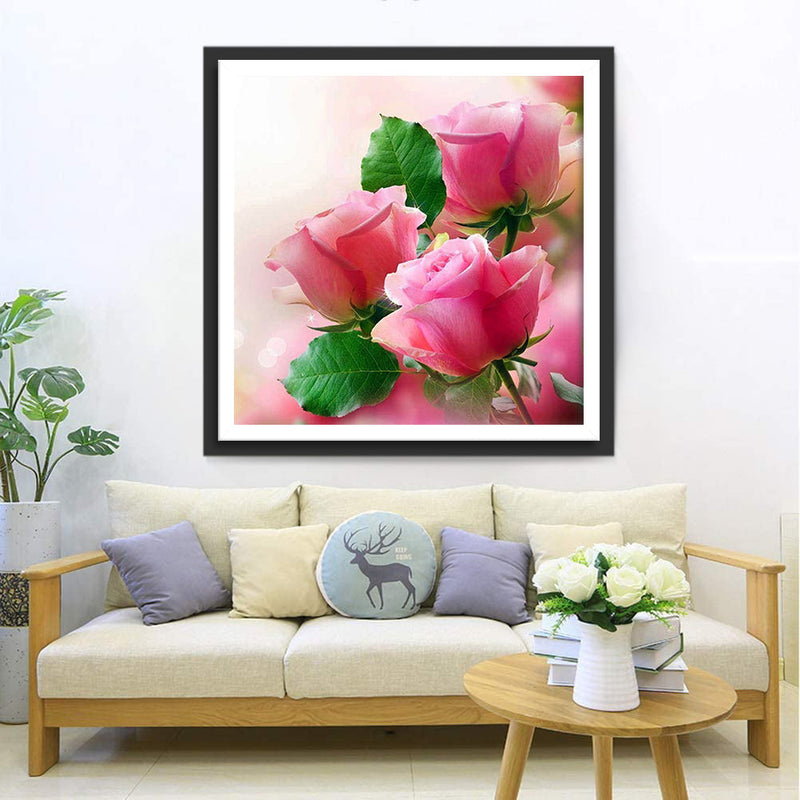 Trois Belles Roses Broderie Diamant