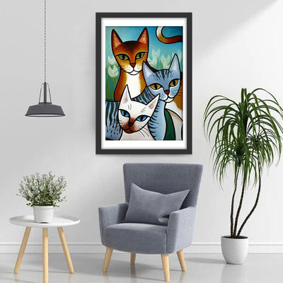 Trois Chats Maigres Broderie Diamant