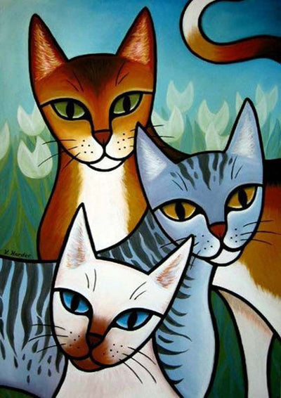 Trois Chats Maigres Broderie Diamant