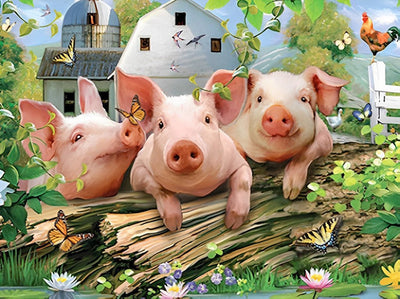 Trois Cochons Broderie Diamant