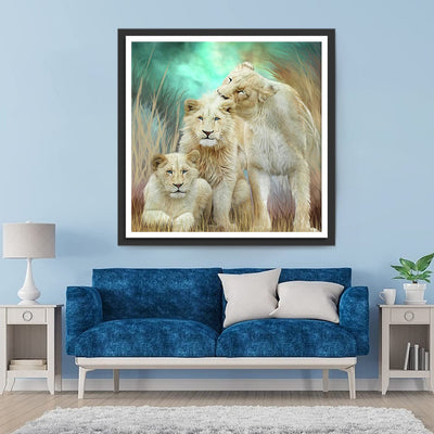 Trois Lions Dorés Broderie Diamant