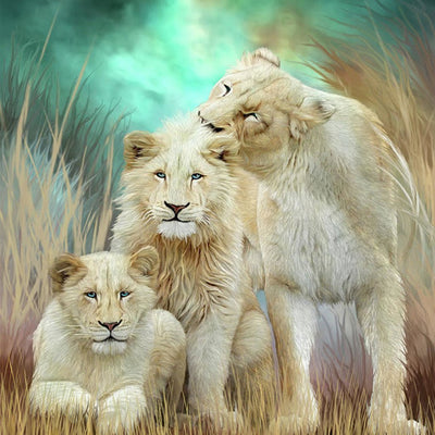 Trois Lions Dorés Broderie Diamant