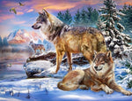 Trois Loups dans la Neige Broderie Diamant