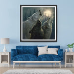 Trois Loups Hurlants Broderie Diamant