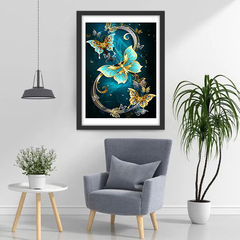 Trois Papillons Mécaniques Broderie Diamant