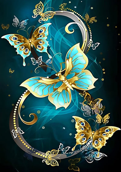Trois Papillons Mécaniques Broderie Diamant