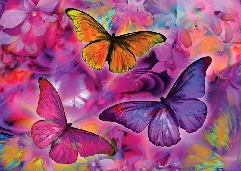 Trois Papillons Volant Broderie Diamant