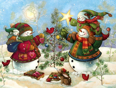 Trois Petits Bonhommes de Neige Broderie Diamant