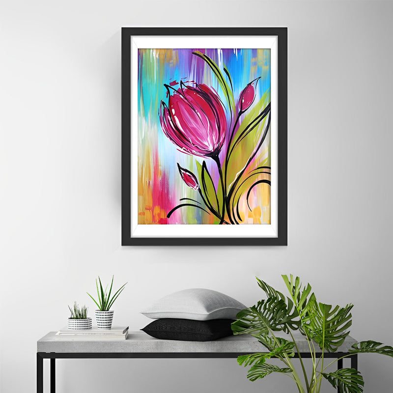 Tulipe Rose Dessinée Broderie Diamant