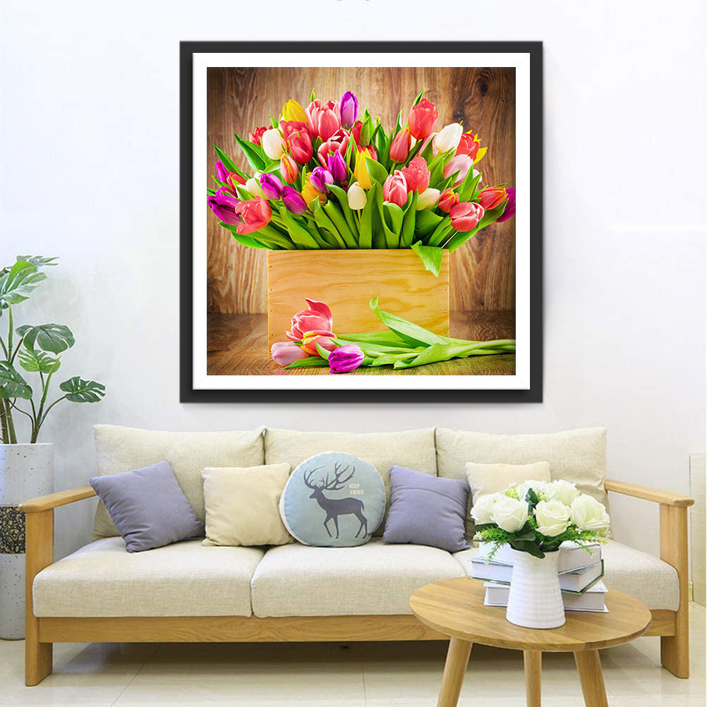 Tulipes Colorées Broderie Diamant
