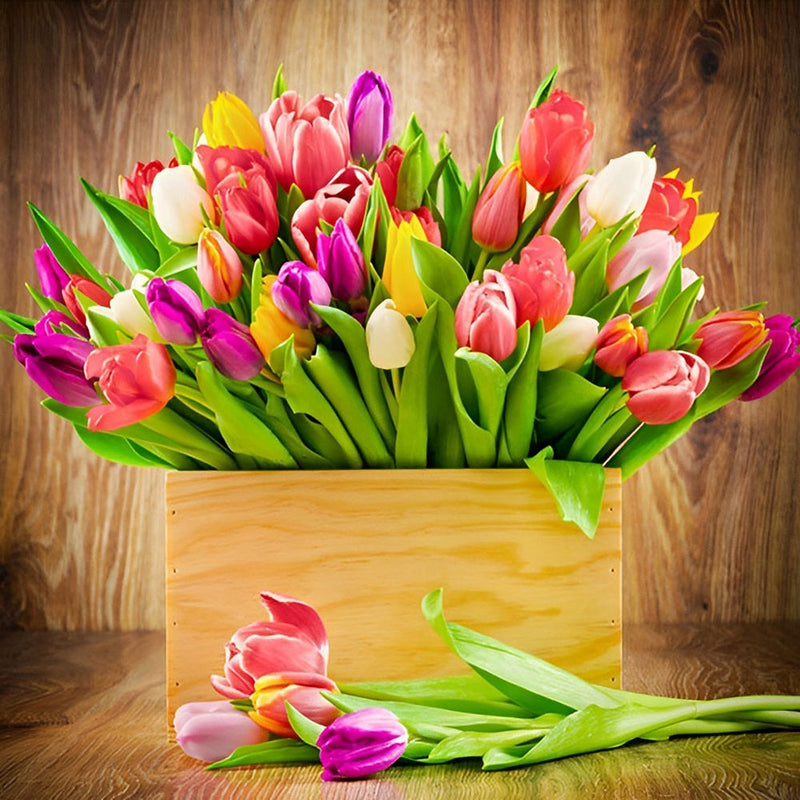 Tulipes Colorées Broderie Diamant