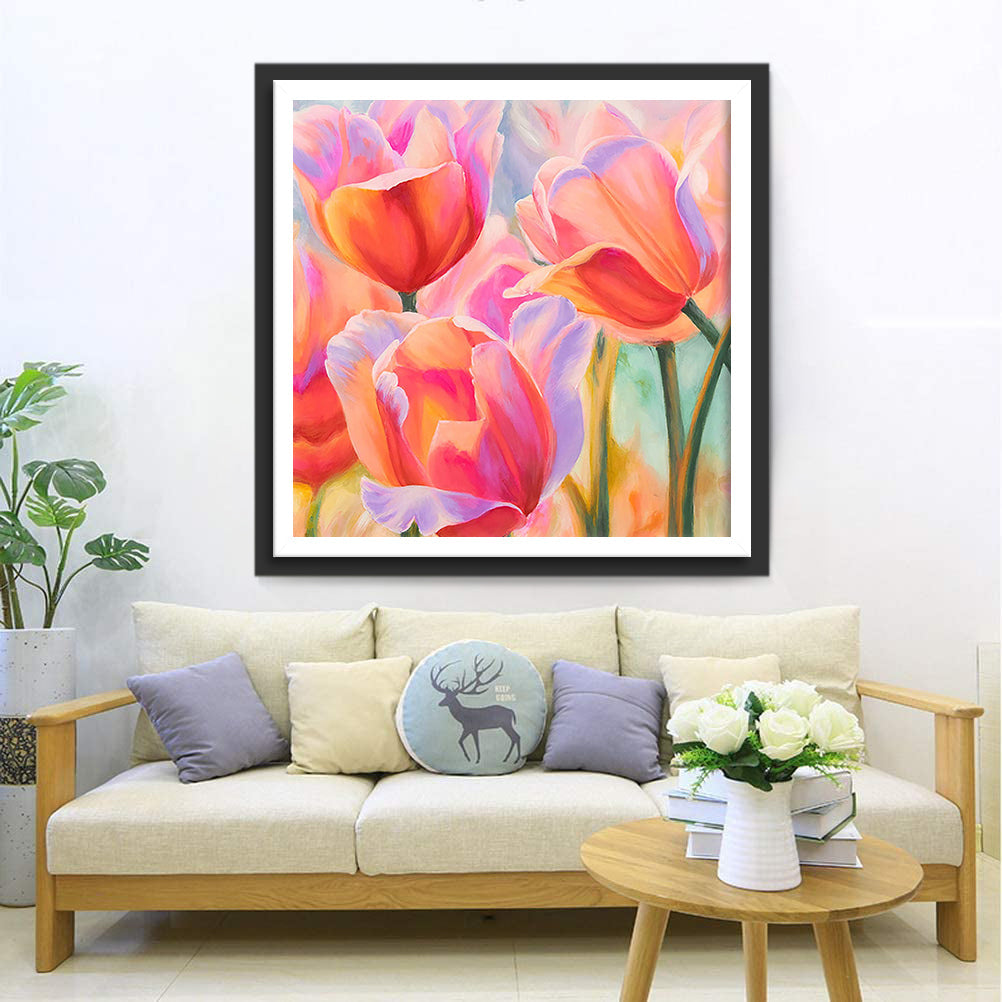 Tulipes en Couleurs Fantastiques Broderie Diamant