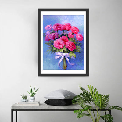 Un Bouquet de Roses Roses Broderie Diamant