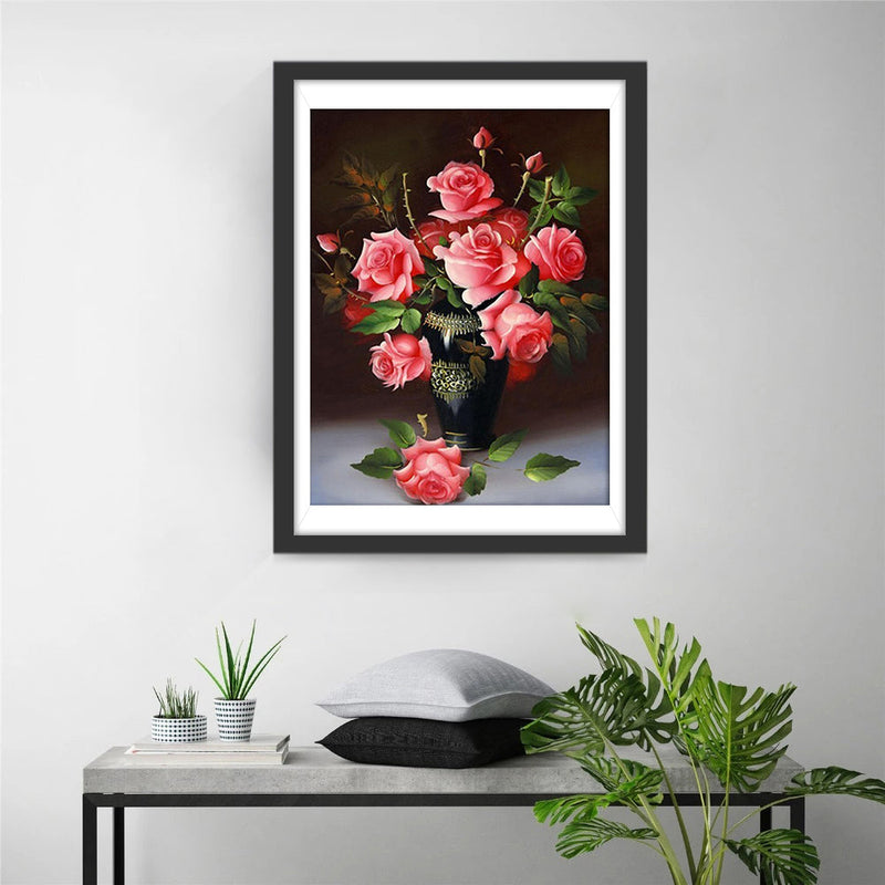 Un Bouquet de Roses Roses Broderie Diamant