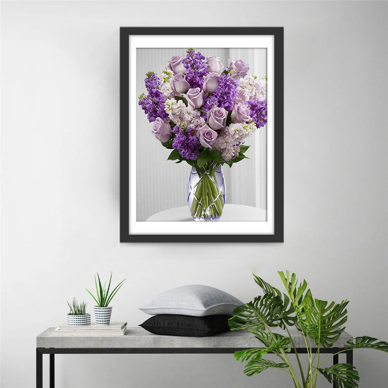 Un Bouquet de Roses Violettes Broderie Diamant