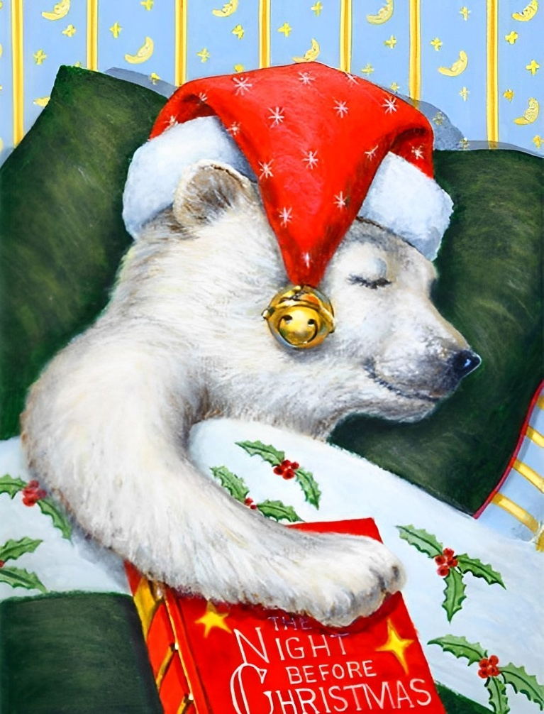 Un Ours Polaire pendant Noël Broderie Diamant
