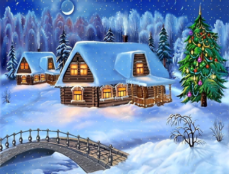 Une Nuit de Neige Silencieuse Broderie Diamant