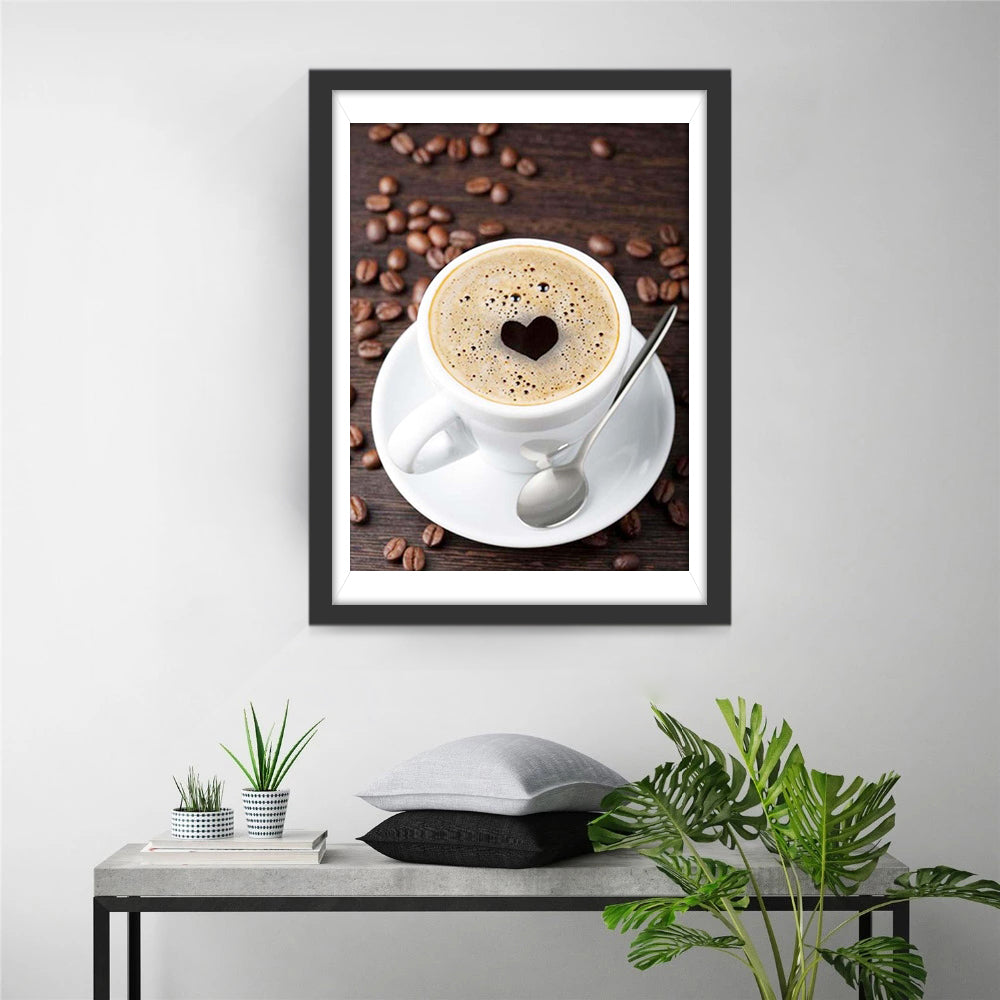 Une Tasse de Café et Coeur Broderie Diamant