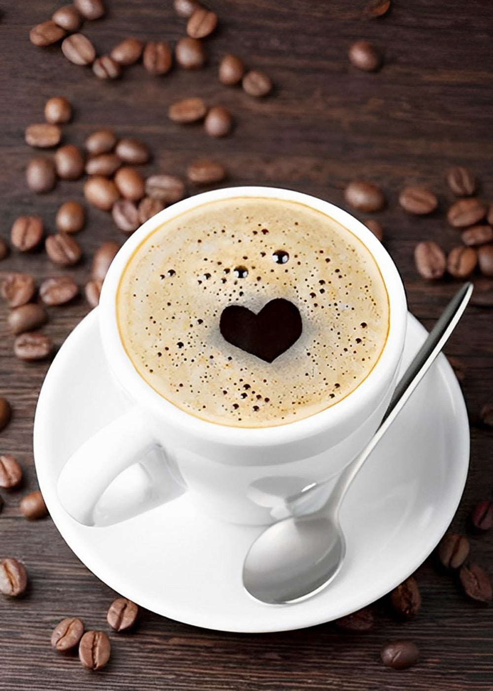 Une Tasse de Café et Coeur Broderie Diamant