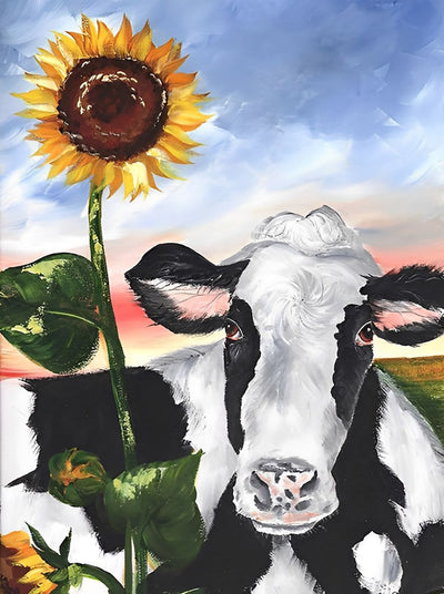 Vache et Tournesol Broderie Diamant