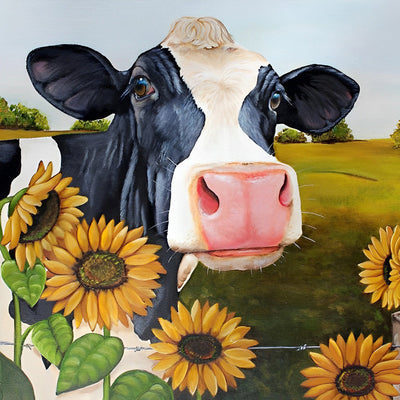 Vache et Tournesols Broderie Diamant