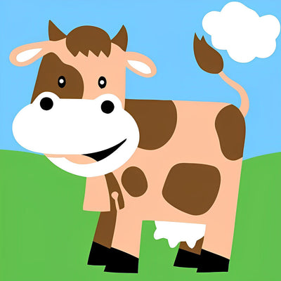 Vache sur la Pelouse Cartoon Broderie Diamant