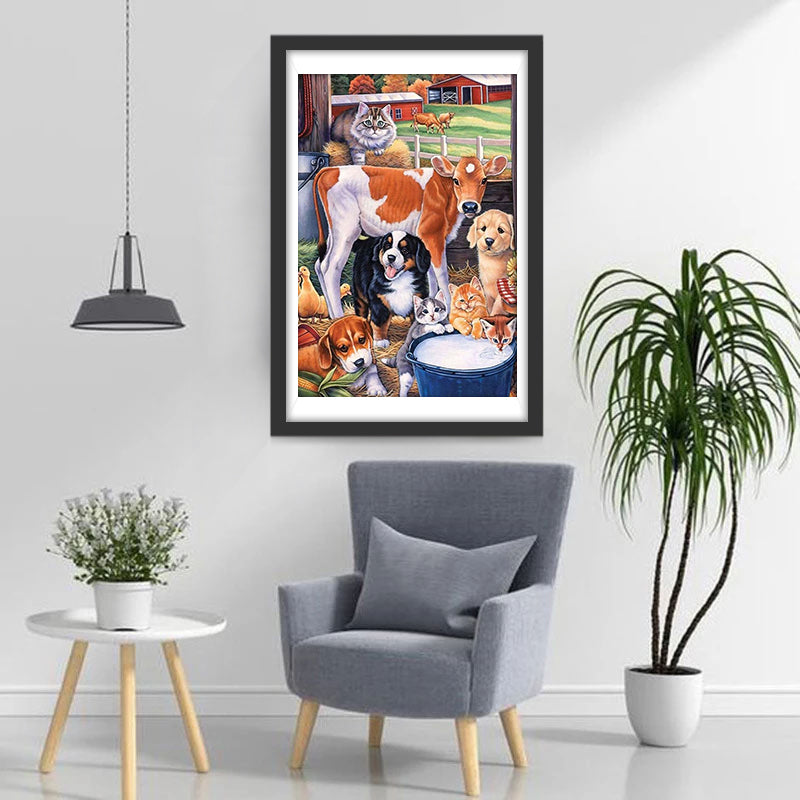 Veau, Chatons et Chiots Broderie Diamant