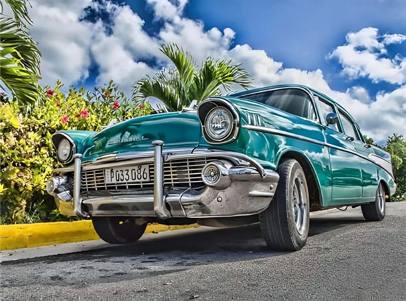 Véhicule Bleu-Vert Broderie Diamant