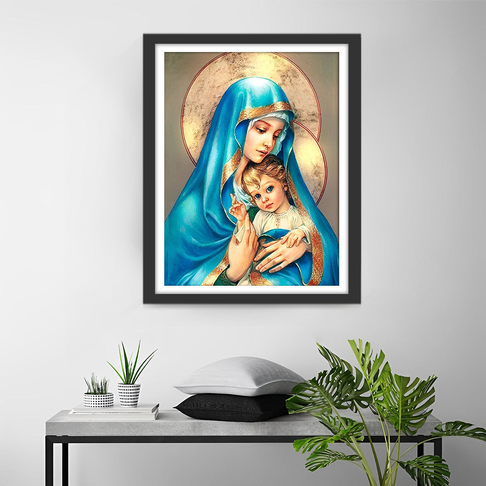 Vierge Marie et Jésus Broderie Diamant