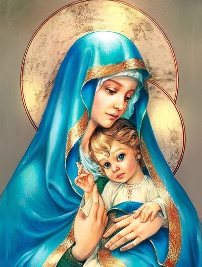 Vierge Marie et Jésus Broderie Diamant