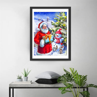 Vilain Père Noël dans la Neige Broderie Diamant