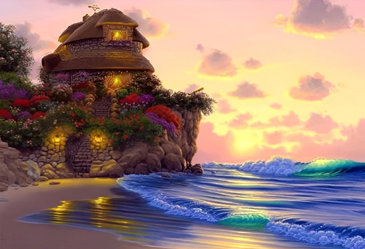 Villa en Pierre au Bord de la Mer Broderie Diamant