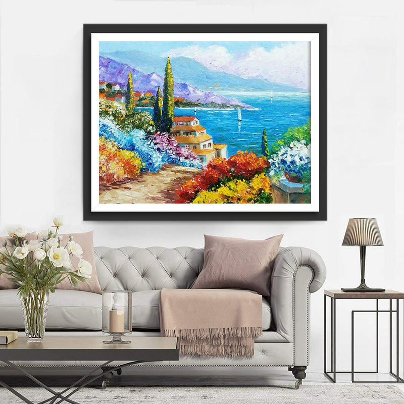 Ville au Bord de la Mer Broderie Diamant