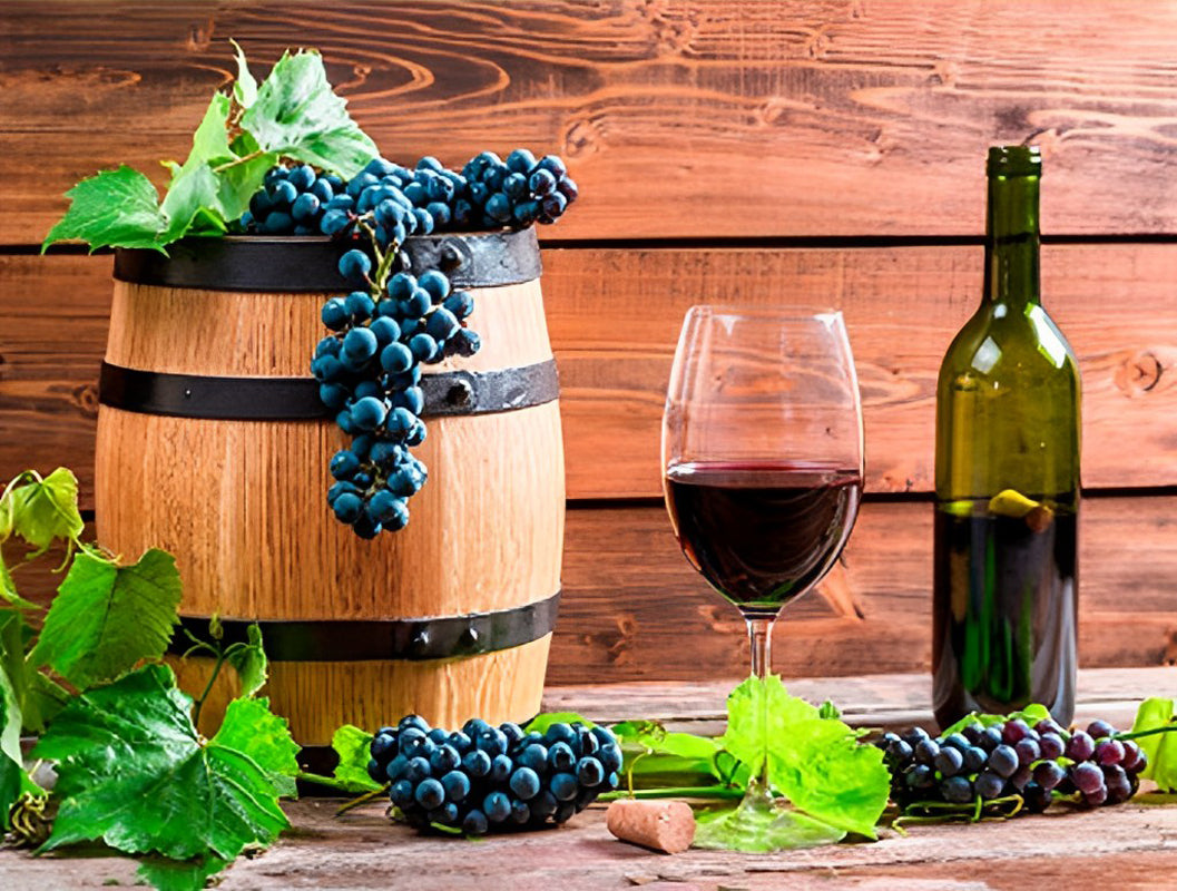 Vin Rouge et Raisins Broderie Diamant