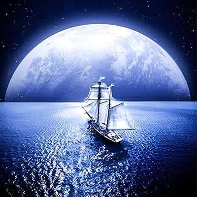 Voilier et la Lune Claire Broderie Diamant