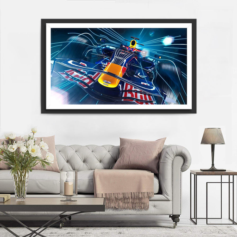 Voiture de Course en Plein Essor Broderie Diamant