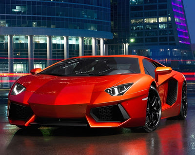 Voiture de Sport Rouge Broderie Diamant