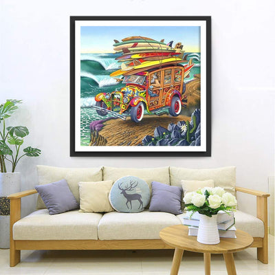 Voiture er Planches de Surf Broderie Diamant
