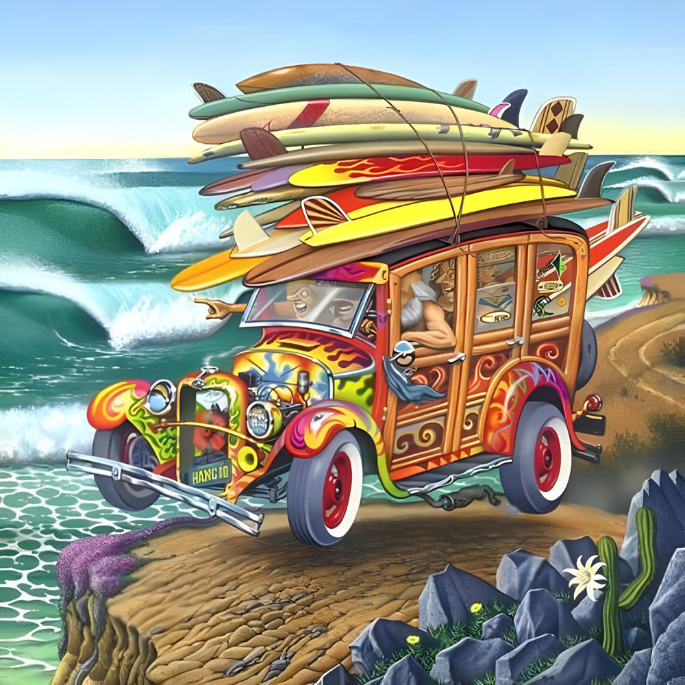 Voiture er Planches de Surf Broderie Diamant
